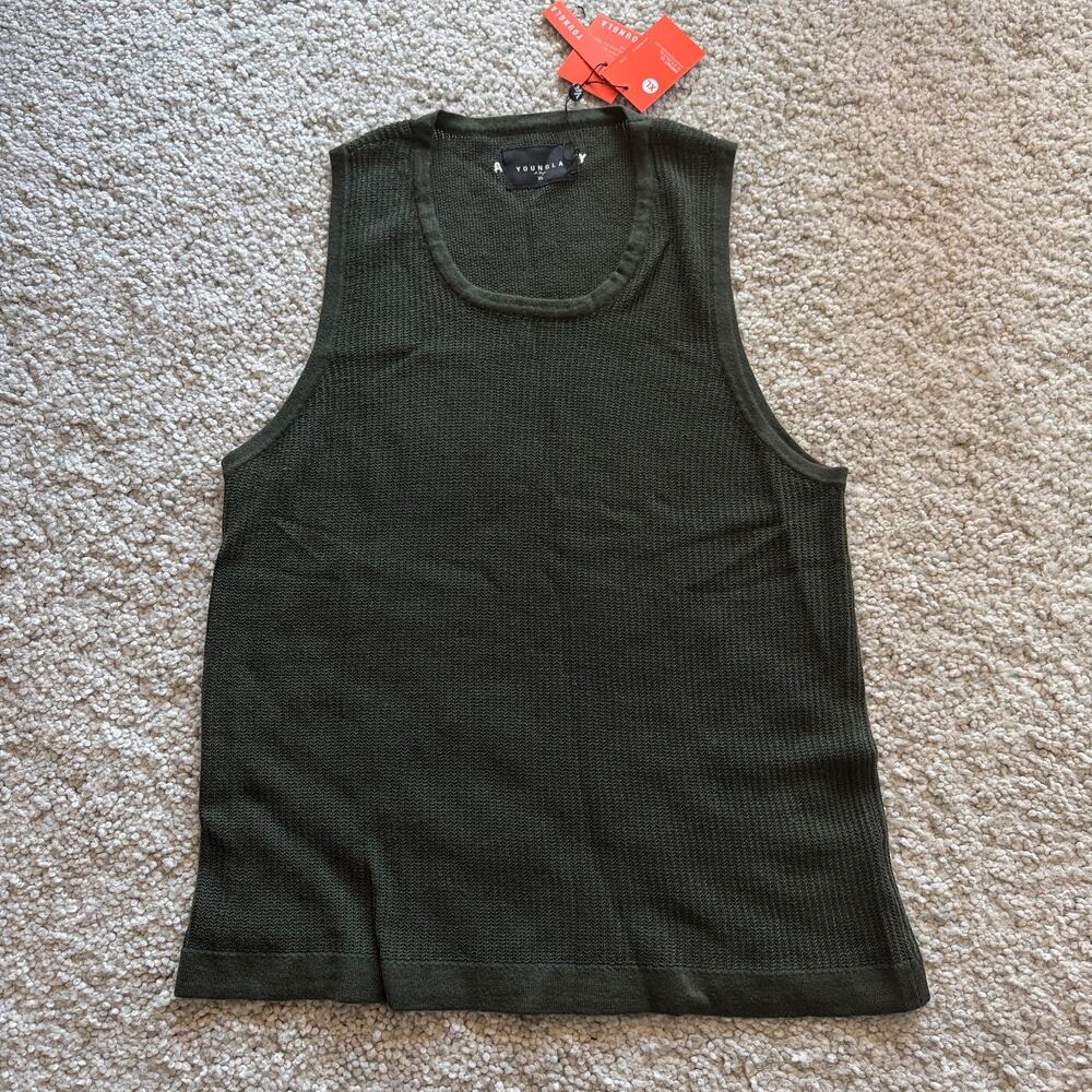 Men's YoungLA  3048 Crochet Tank, NWT XL Olive